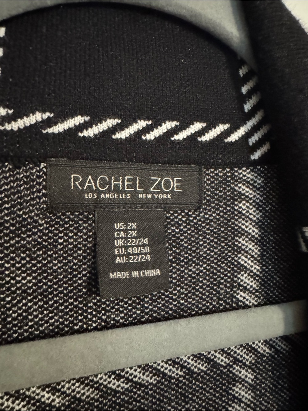 Rachel Zoe Black and White Windowpane Sweater Duster Vest - Picture 4 of 4